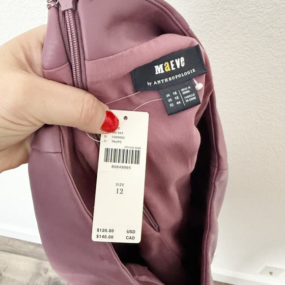 [Anthropologie] Maeve Purple Faux Leather Side-Slit Micro Mini Skirt NWT Size 12 - Picture 11 of 12